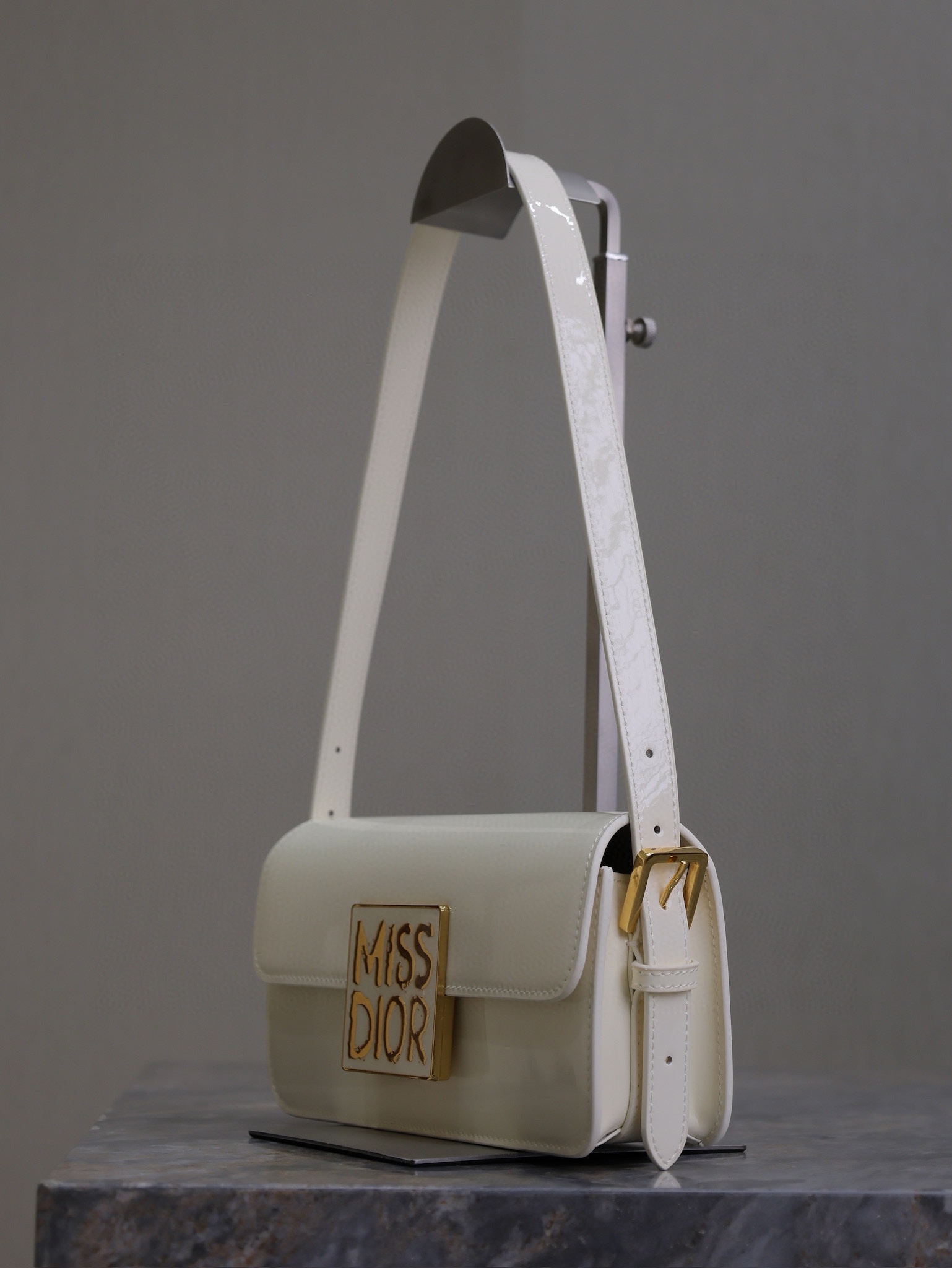 Miss Dior Flap Bag Latte Patent Calfskin